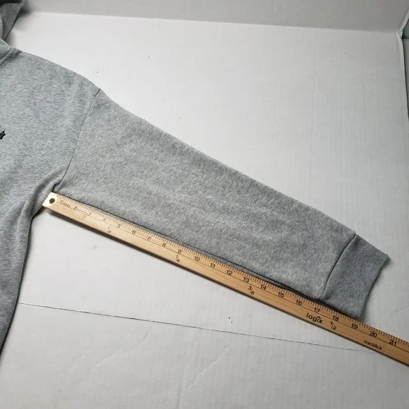 Womens Grey Hoodie XL Cross Print Graphic Hooded Sweatshirt Pullover Trap Goth - Picture 6 of 16